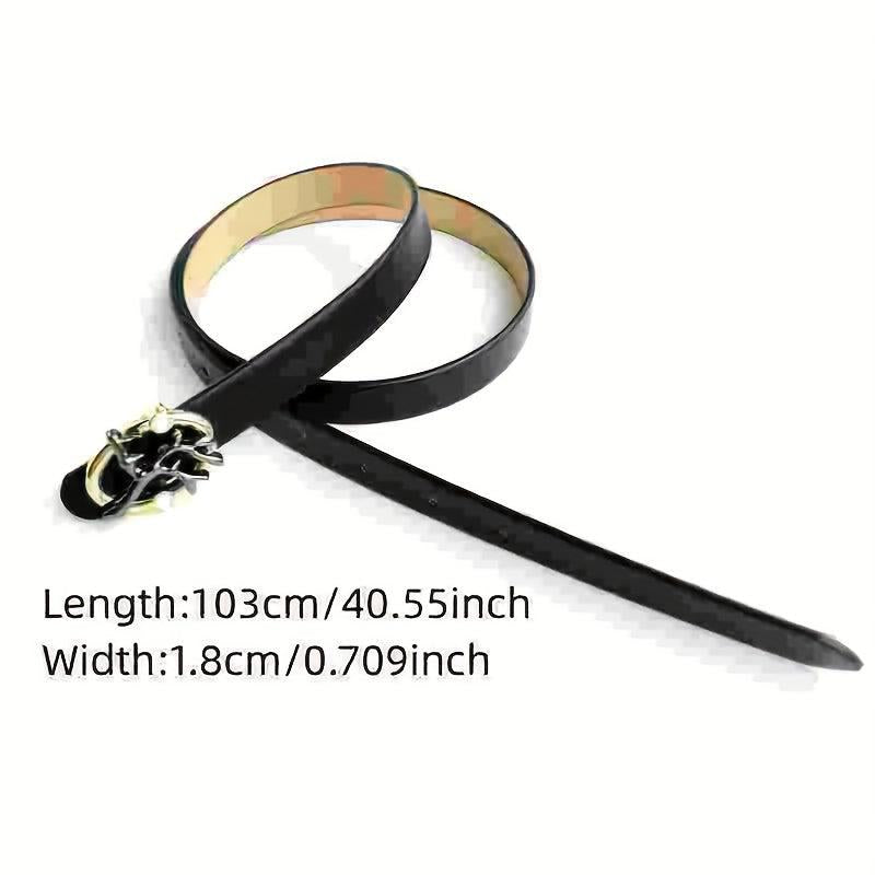 Stylish Oval Buckle Thin Belt Solid PU Jeans Pants Belt Women