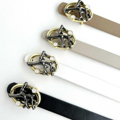 Stylish Oval Buckle Thin Belt Solid PU Jeans Pants Belt Women