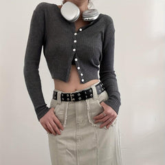 Punk Pentagram Eyelet Belt Double Pin Buckle Rivet Belt For Women