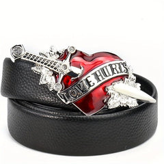 Red Heart Metal Buckle Dagger Sword Love Stab Y2K Belt
