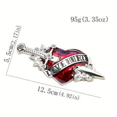 Red Heart Metal Buckle Dagger Sword Love Stab Y2K Belt