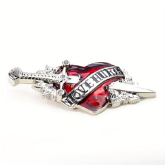 Red Heart Metal Buckle Dagger Sword Love Stab Y2K Belt