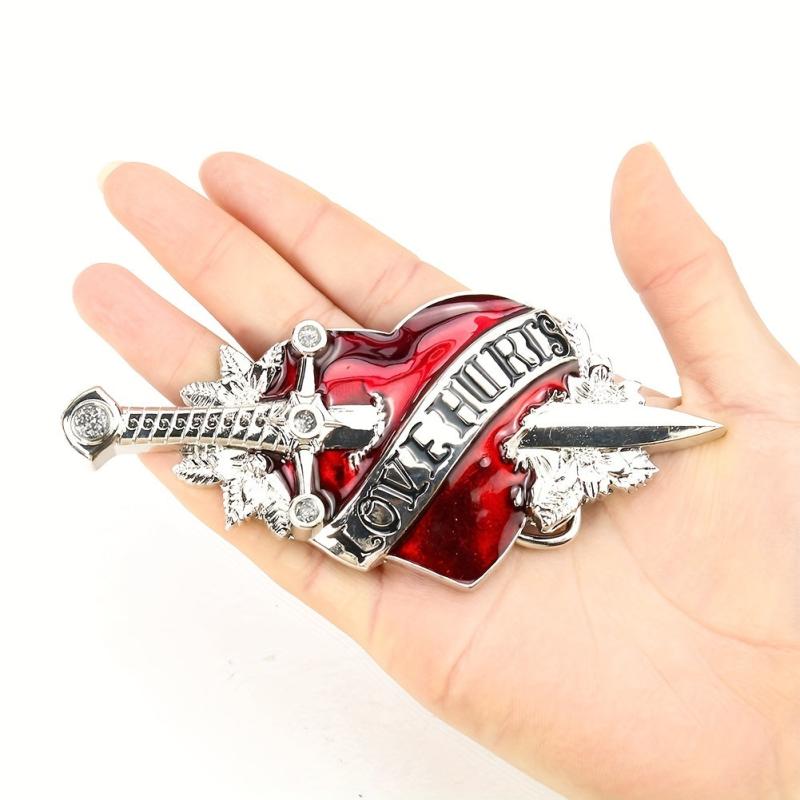 Red Heart Metal Buckle Dagger Sword Love Stab Y2K Belt