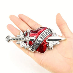 Red Heart Metal Buckle Dagger Sword Love Stab Y2K Belt