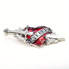 Red Heart Metal Buckle Dagger Sword Love Stab Y2K Belt