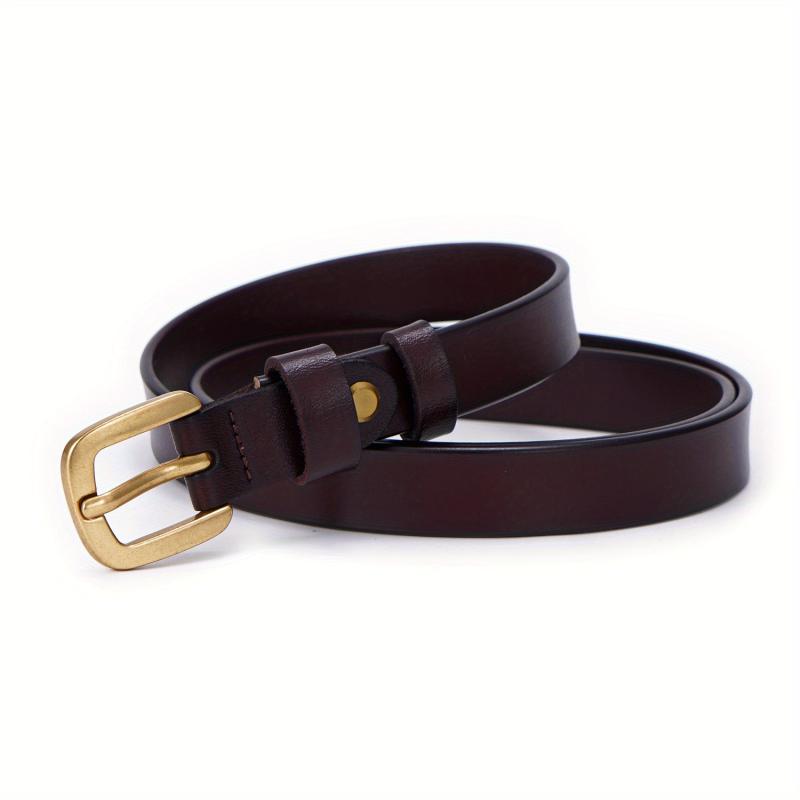 Vintage Cowhide Leather Belt Casual Thin Waist Belt Jeans Pants Accessories