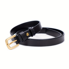 Vintage Cowhide Leather Belt Casual Thin Waist Belt Jeans Pants Accessories