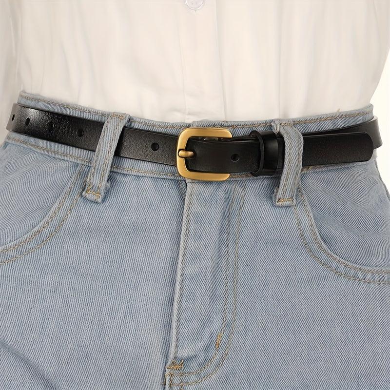 Vintage Cowhide Leather Belt Casual Thin Waist Belt Jeans Pants Accessories