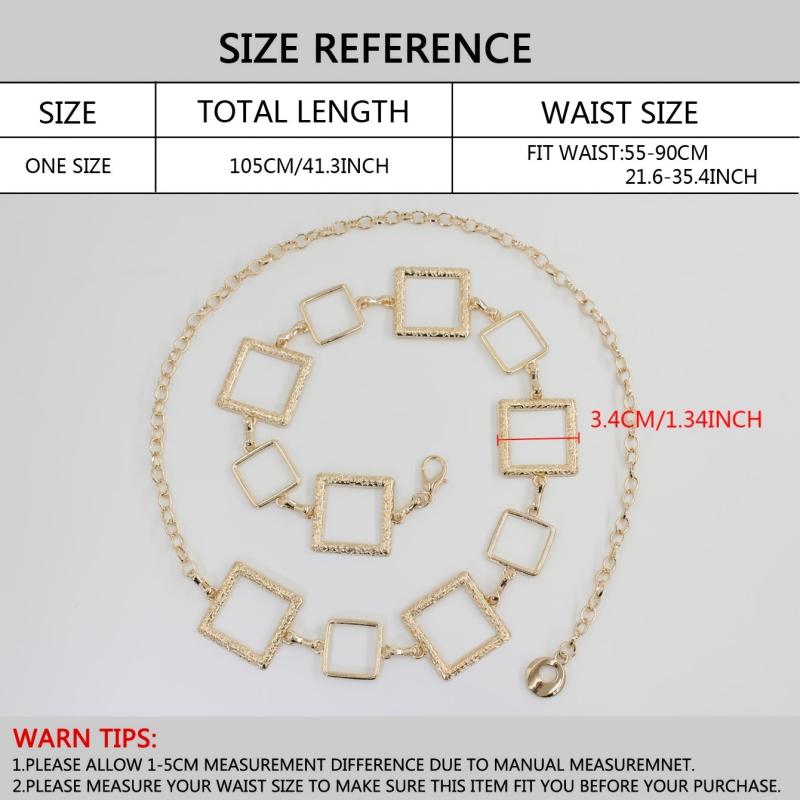 Metal Waist Chain Women's Square Belt For Dress Shirt Suit