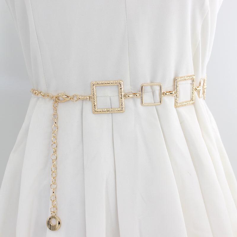 Metal Waist Chain Women's Square Belt For Dress Shirt Suit
