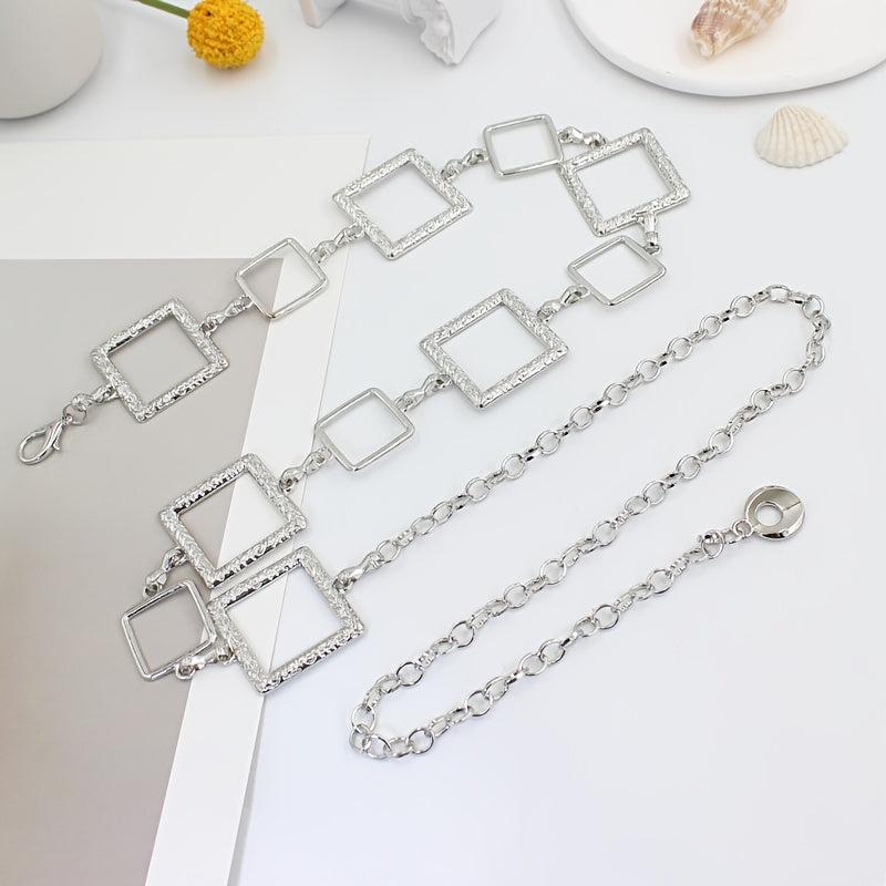 Metal Waist Chain Women's Square Belt For Dress Shirt Suit