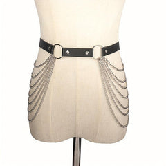 Punk Chain Tassel Harness Belt Goth Body Chain Waistband Hip Hop Rivet Belt