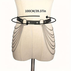 Punk Chain Tassel Harness Belt Goth Body Chain Waistband Hip Hop Rivet Belt