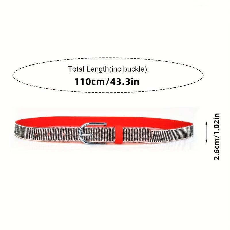 Sparkly Rhinestone PU Belt Hip Hop Waistband Striped Pattern