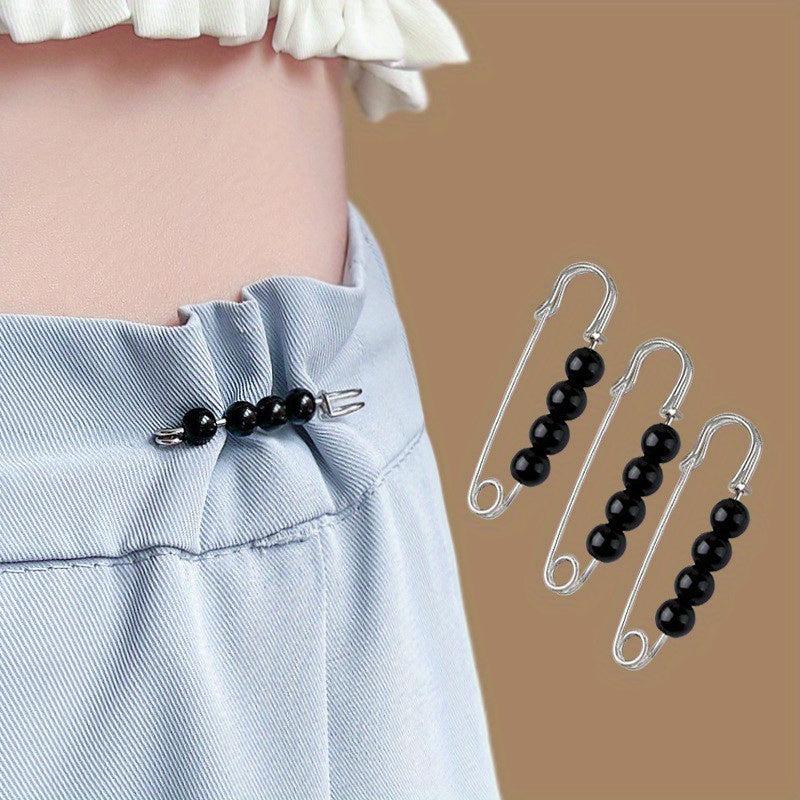 3pcs Faux Pearl Beads Pants Waist Pin Clothes Fixed Brooch