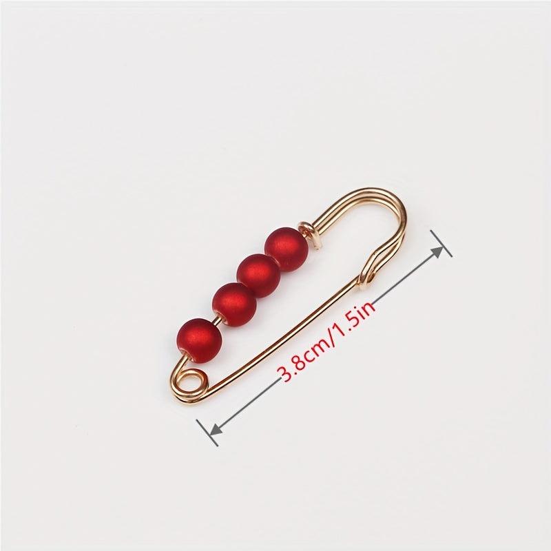 3pcs Faux Pearl Beads Pants Waist Pin Clothes Fixed Brooch
