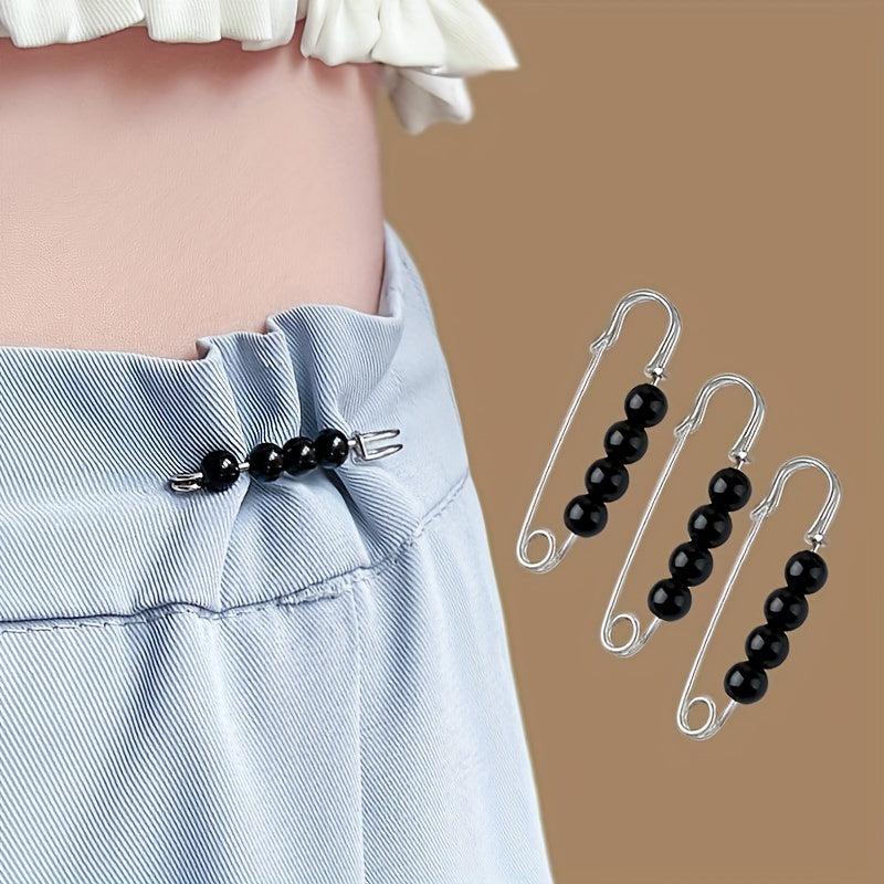 3pcs Faux Pearl Beads Pants Waist Pin Clothes Fixed Brooch