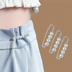 3pcs Faux Pearl Beads Pants Waist Pin Clothes Fixed Brooch