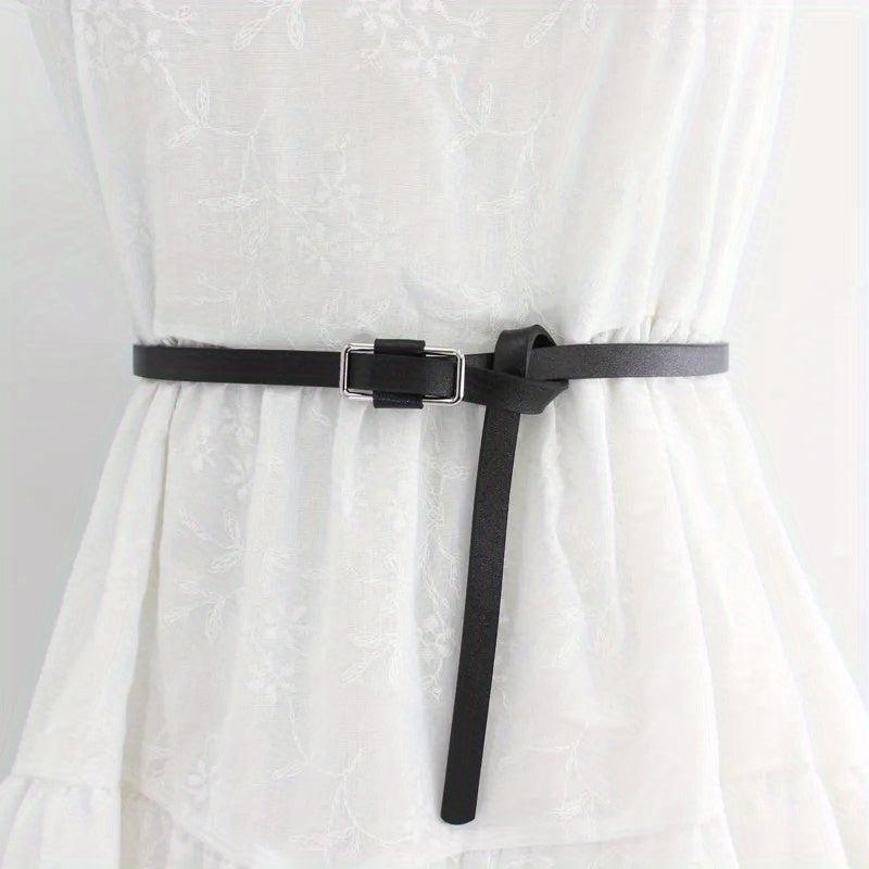 Women's PU Suit Belt Thin Tied Decorative Belt Waistband