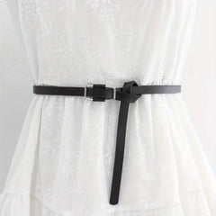Women's PU Suit Belt Thin Tied Decorative Belt Waistband