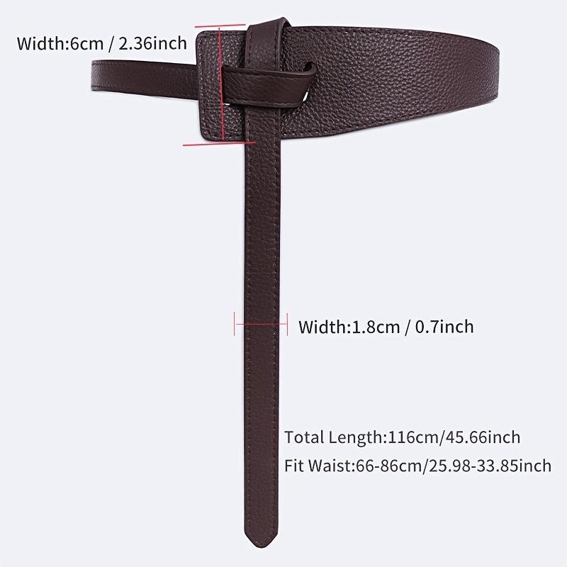 Lychee Pattern Faux Leather Belt Dress Belt Knot Belts Wide Waist Belt