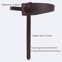 Lychee Pattern Faux Leather Belt Dress Belt Knot Belts Wide Waist Belt