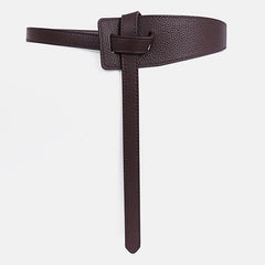 Lychee Pattern Faux Leather Belt Dress Belt Knot Belts Wide Waist Belt