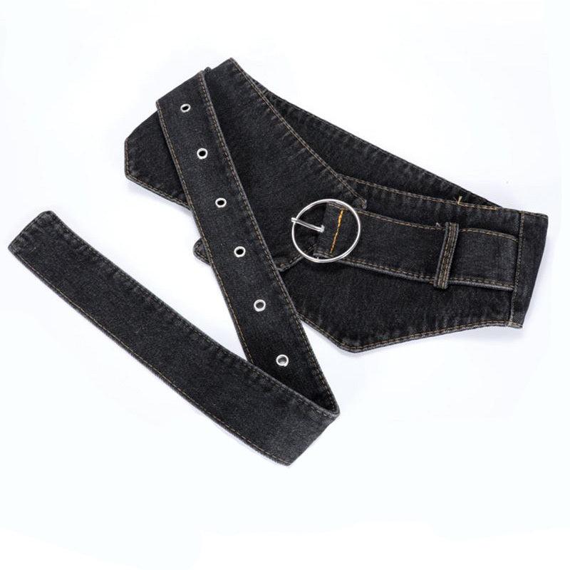 Denim Corset Belt Women's Wide Girdle Dress Skirt Decor