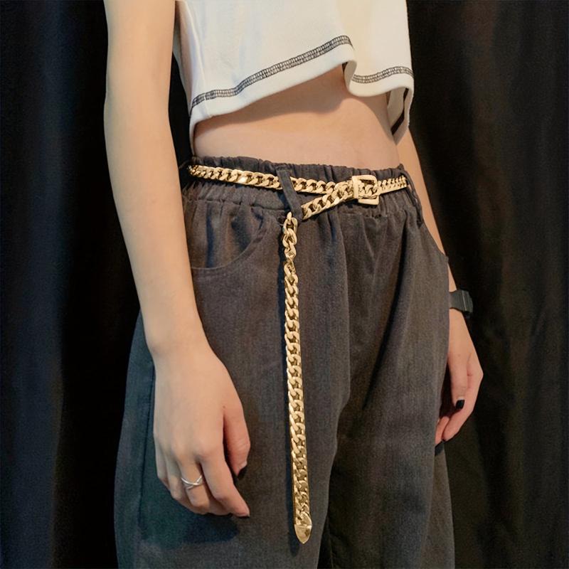 Punk Waist Chain Pin Buckle Metal Belly Chain Hip Hop Girdle