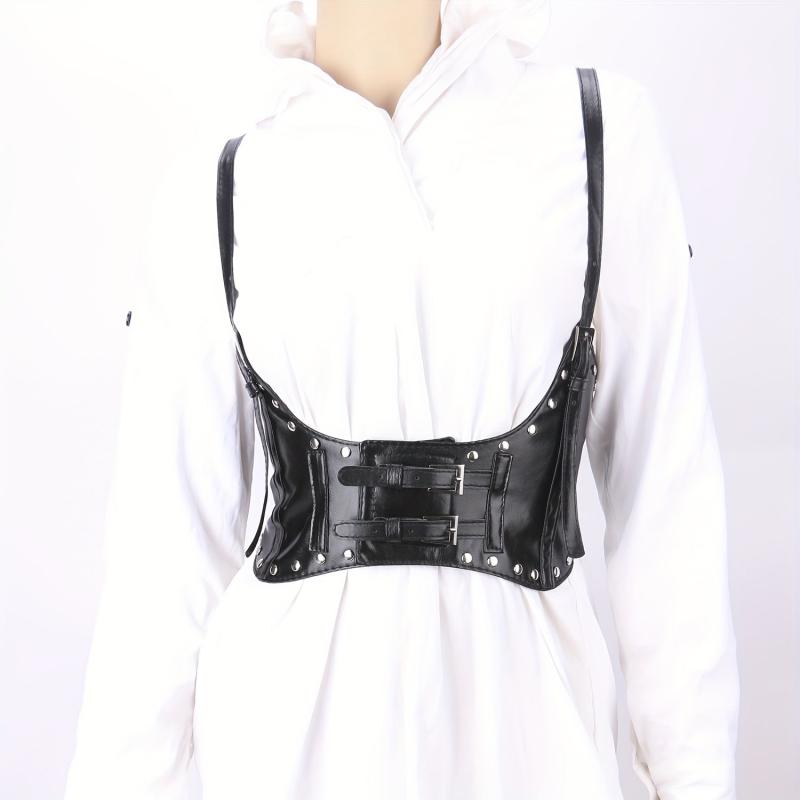  Underbust Waist Belt PU Leather Corset Wide Belt