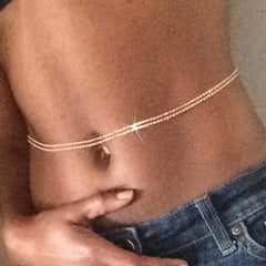 Rhinestone Scratch Chain Belt Golden Silver Waist Chain Rhinestone Belly Chains