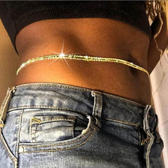 Rhinestone Scratch Chain Belt Golden Silver Waist Chain Rhinestone Belly Chains