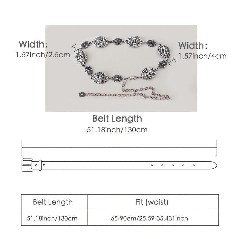 Vintage Carved Floral Pattern Belt for Women