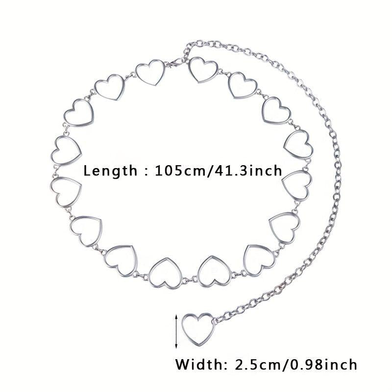 Hollow Metal Heart Chain Belt Women Silvery Waist Decoration