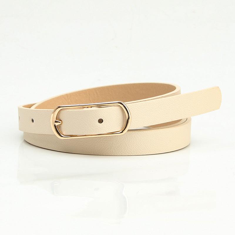 Oval Pin Buckle Thin Belt Solid Casual Waistband for Women