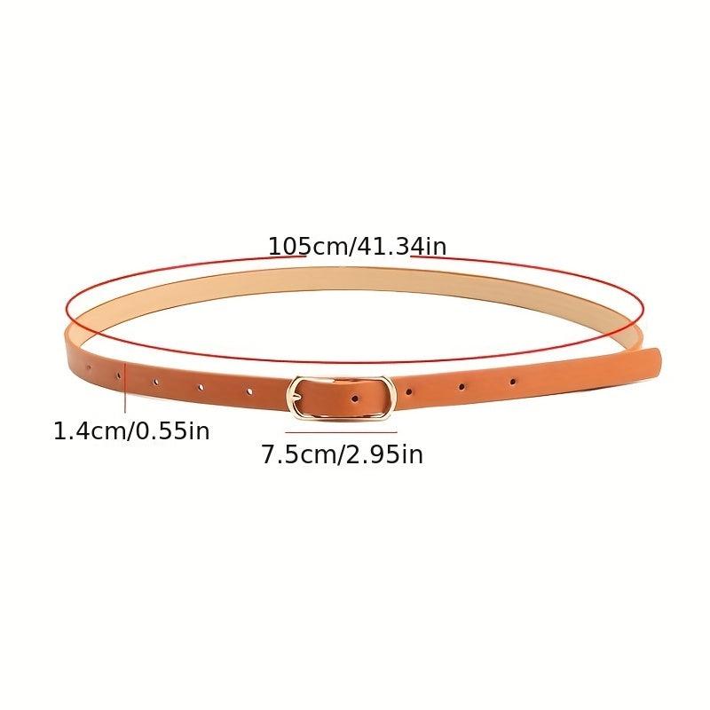 Oval Pin Buckle Thin Belt Solid Casual Waistband for Women