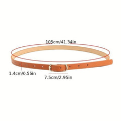 Oval Pin Buckle Thin Belt Solid Casual Waistband for Women