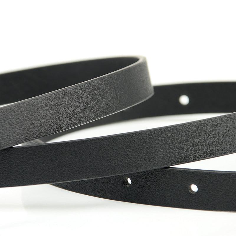 Oval Pin Buckle Thin Belt Solid Casual Waistband for Women
