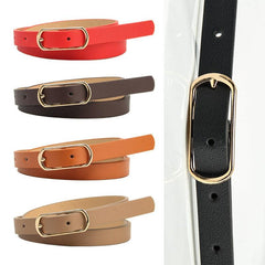 Oval Pin Buckle Thin Belt Solid Casual Waistband for Women