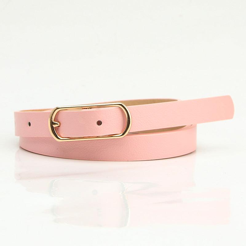 Oval Pin Buckle Thin Belt Solid Casual Waistband for Women