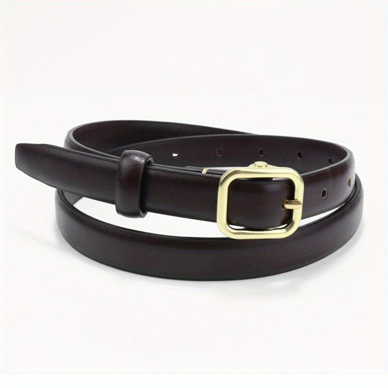 Square Pin Buckle PU Belt Solid Casual Belt Vintage Jeans Pants Belt