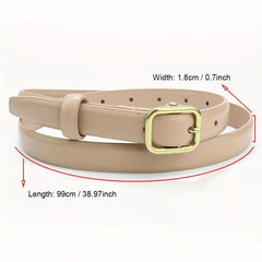 Square Pin Buckle PU Belt Solid Casual Belt Vintage Jeans Pants Belt