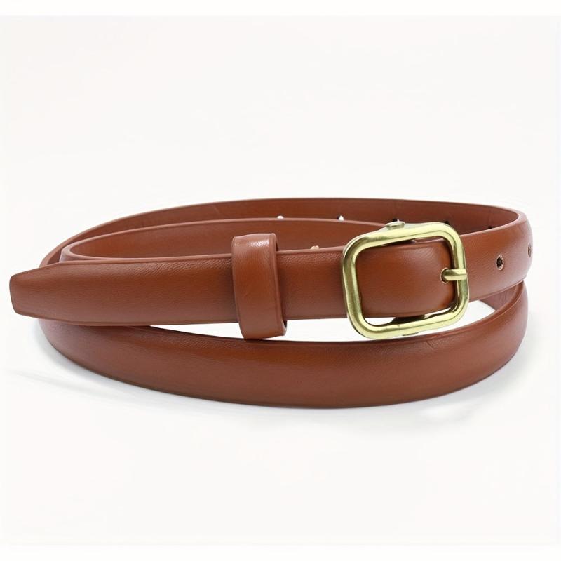 Square Pin Buckle PU Belt Solid Casual Belt Vintage Jeans Pants Belt