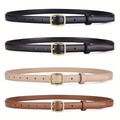 Square Pin Buckle PU Belt Solid Casual Belt Vintage Jeans Pants Belt