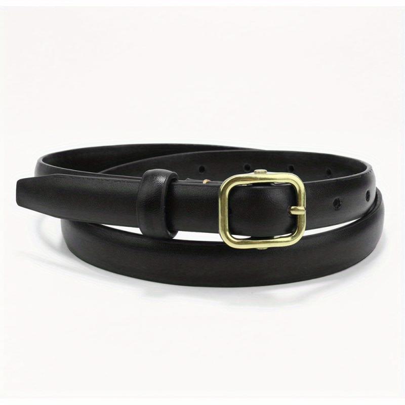Square Pin Buckle PU Belt Solid Casual Belt Vintage Jeans Pants Belt