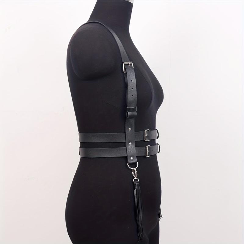  Harness Belt PU Leather Tassel Body Chest Belt Women Punk