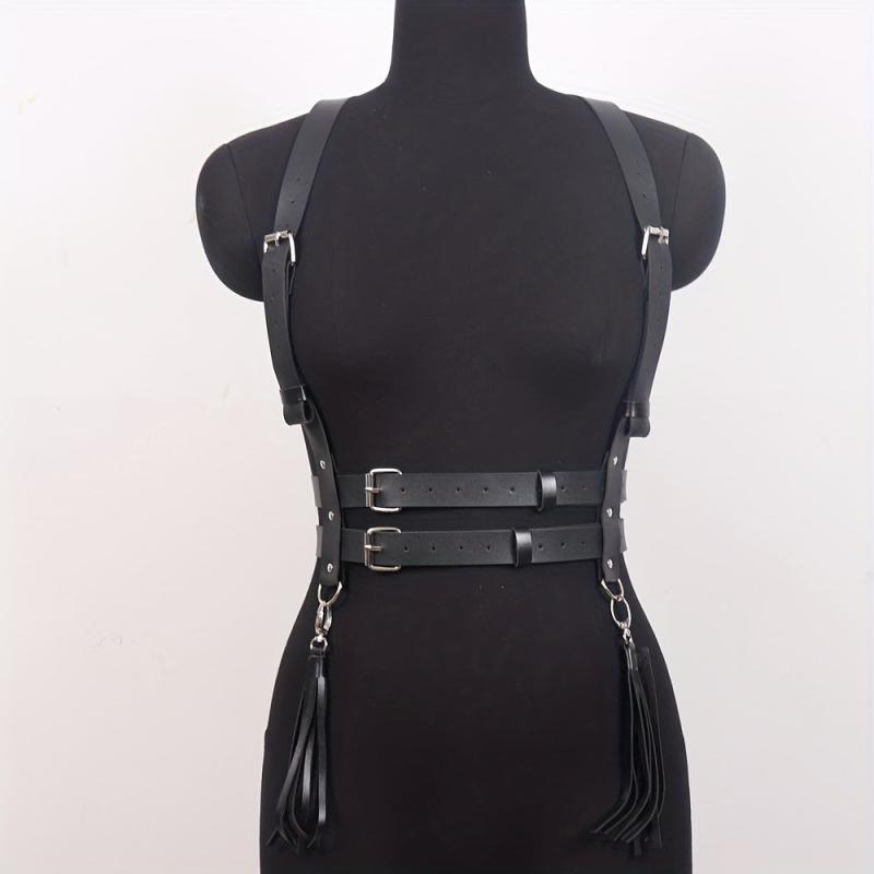  Harness Belt PU Leather Tassel Body Chest Belt Women Punk