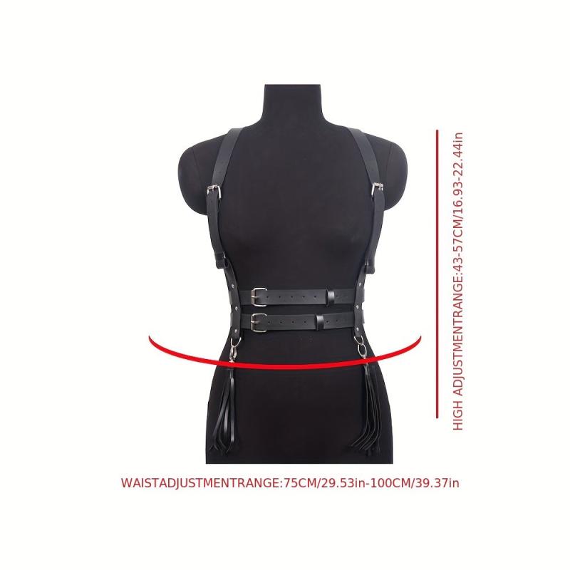  Harness Belt PU Leather Tassel Body Chest Belt Women Punk