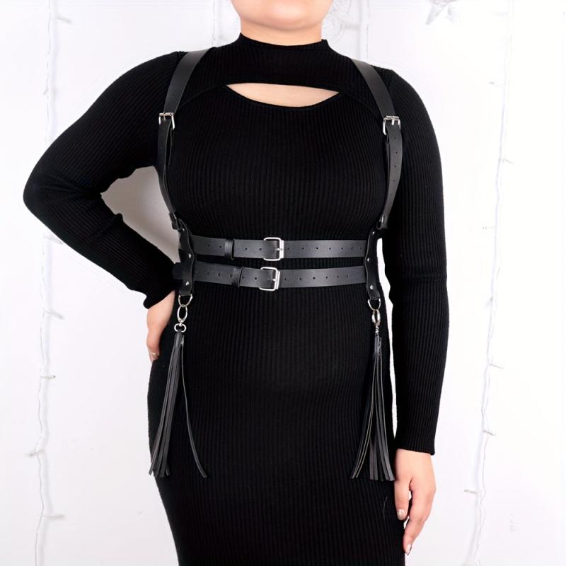  Harness Belt PU Leather Tassel Body Chest Belt Women Punk