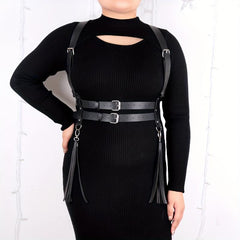  Harness Belt PU Leather Tassel Body Chest Belt Women Punk